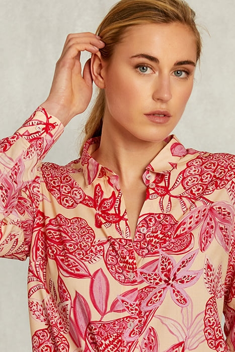 BEIGE/RED FLORAL BLOUSE LONG SLEEVES PINK 4