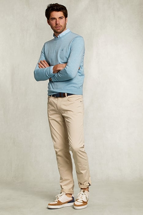 CUSTOM FIT MERINO CREW NECK PULLOVER SISAL MIX BLUE 3