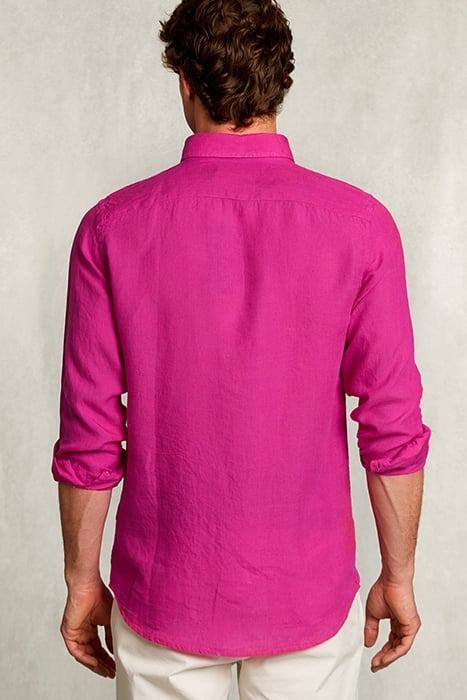 CUSTOM FIT LINEN SHIRT IN AMARANTH PINK 2