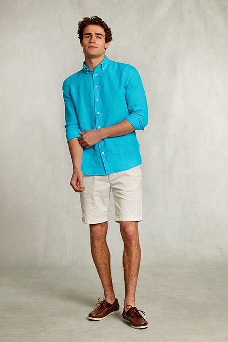 CUSTOM FIT LINEN SHIRT ST-BARTH BLUE 3