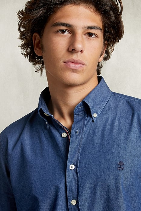 CUSTOM FIT DENIM SHIRT BLUE BLUE 3