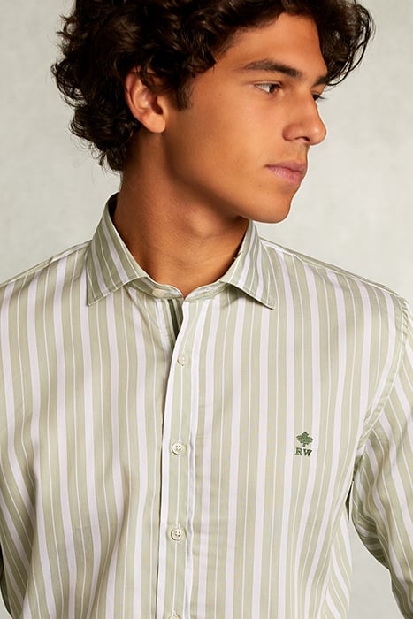 SLIM FIT STRIPED SHIRT GREEN/WHITE 4