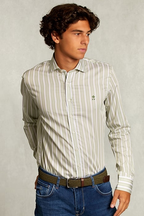 SLIM FIT STRIPED SHIRT GREEN/WHITE 1