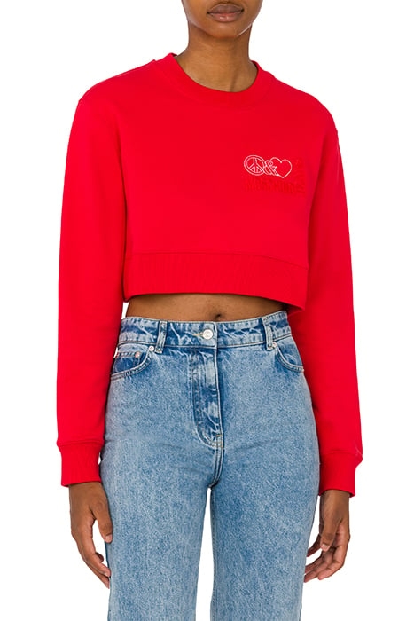 PEACE & LOVE LOGO CROPPED SWEATSHIRT RED 1