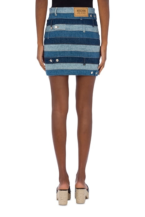 PATCHWORK DENIM MINI SKIRT BLUE 2