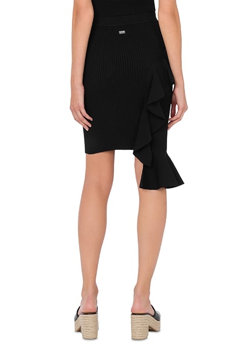 STRETCH VISCOSE SKIRT WITH RUFFLES BLACK 2