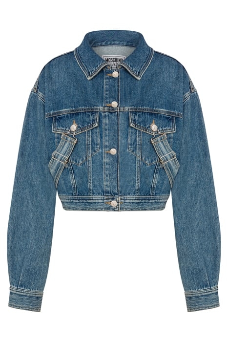 SUSPENDERS CROPPED DENIM JACKET BLUE 3