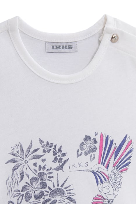 BABY GIRLS' ECRU T-SHIRT, HEART-SHAPED HUMMINGBIRD IMAGE 3