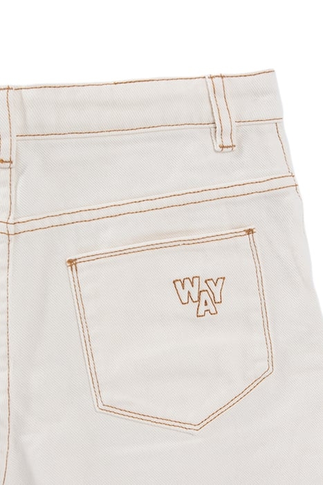 GIRLS’ ECRU UPCYCLED DENIM MOM SHORTS WITH FRINGED CUFFS 6