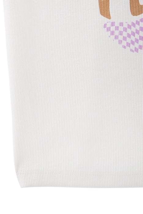 GIRLS’ OFF-WHITE RIBBED SLOGAN CROPPED VEST TOP 6