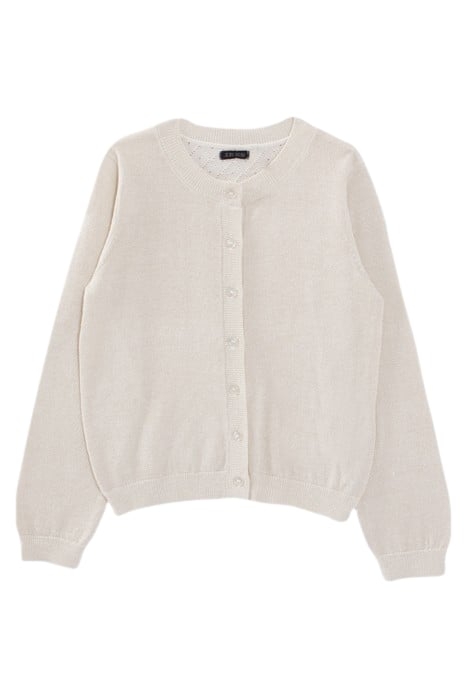 GIRLS’ ECRU KNIT CARDIGAN WITH DECORATIVE LUREX ON BACK 1