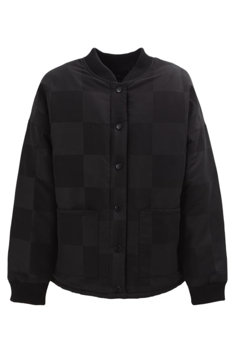 GIRLS' BLACK PADDED JACKET WITH TONE-ON-TONE CHECKERBOARD 1