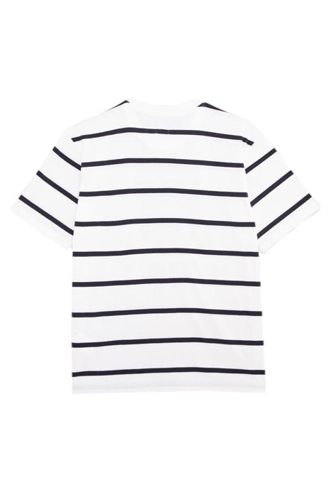 BOYS' WHITE ORGANIC COTTON T-SHIRT, STRIPED WAY LOGO IMAGE 2