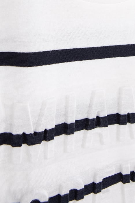 BOYS' WHITE ORGANIC COTTON T-SHIRT, STRIPED WAY LOGO IMAGE 6