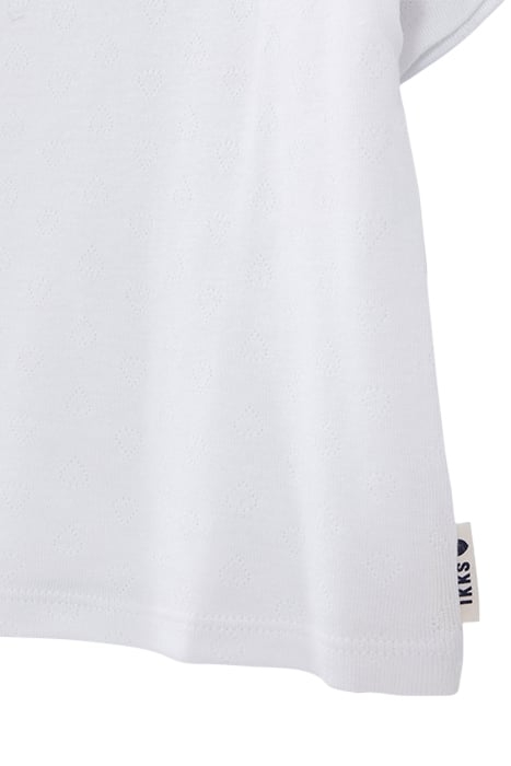GIRLS' WHITE POINTELLE KNIT T-SHIRT WITH HEART MOTIF 5