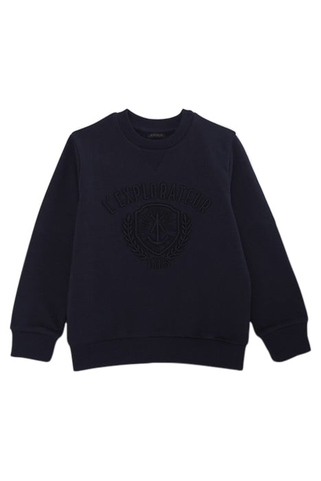 BOYS' NAVY ORGANIC COTTON SWEATSHIRT, XL EMBROIDERED CREST 1