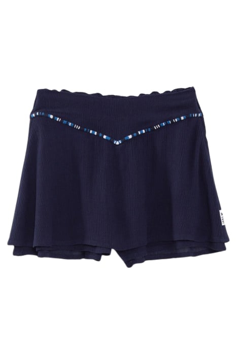 GIRLS' NAVY CREPE SKORT, ATEBA BRACELET-STYLE EMBROIDERY 1