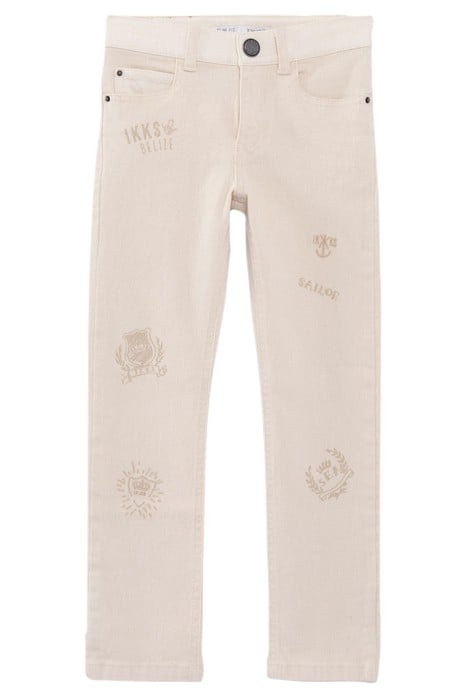 BOYS’ BEIGE SLIM JEANS WITH MIXED PRINT AND EMBROIDERY 1
