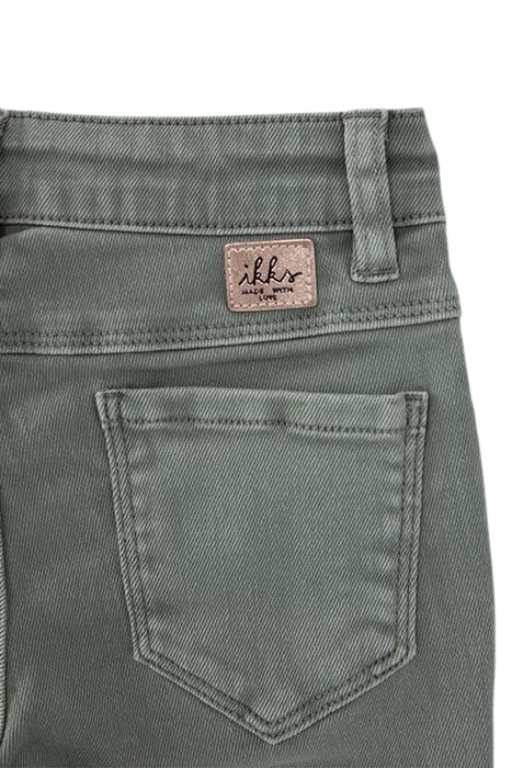 GIRLS' KHAKI 7/8 FLARED JEANS WITH FRINGED CUFFS 5