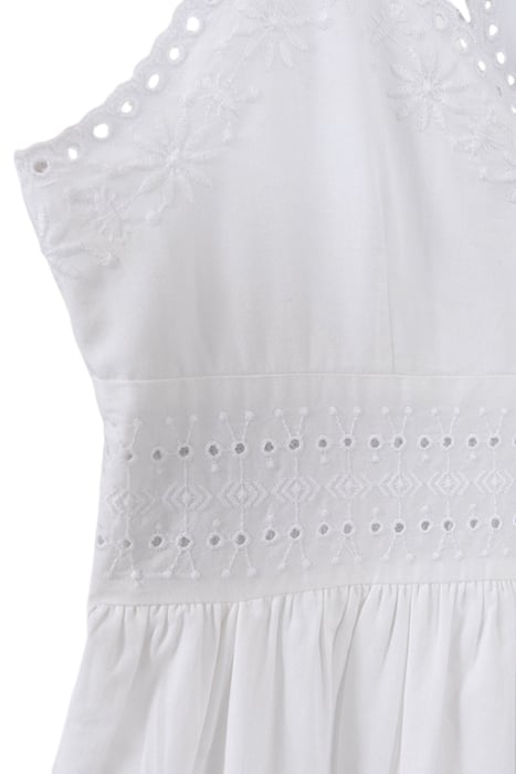 GIRLS’ WHITE LONG DRESS WITH EYELET EMBROIDERY DETAILS 5