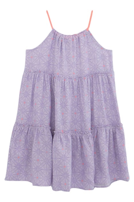 GIRLS' LILAC DRESS, CUBAN EARTHENWARE PRINT & NEON STRAPS 2