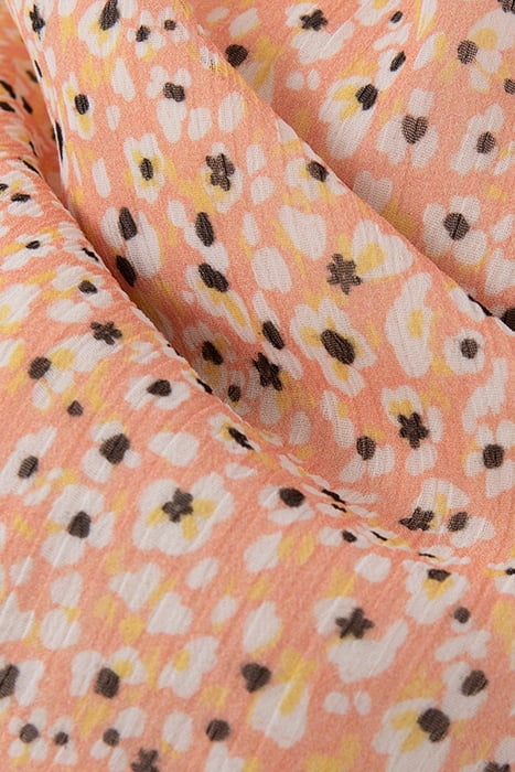 GIRLS' PEACH LONG DRESS WITH FLOWER TACHIST PRINT 7