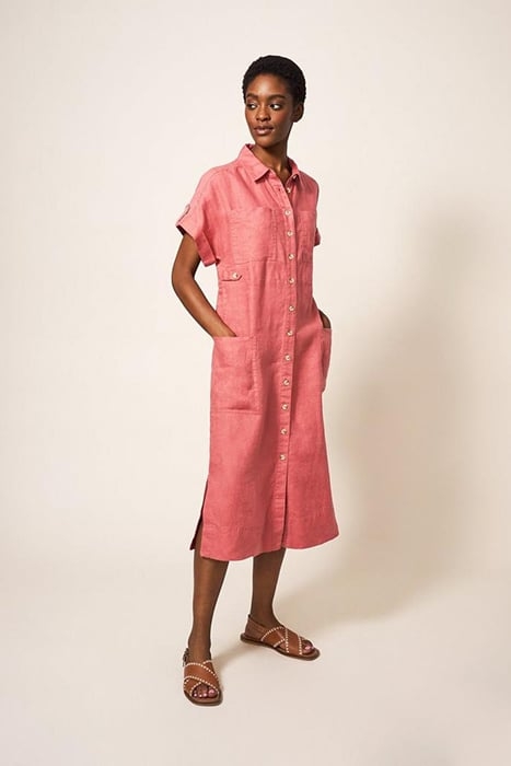 RENO LINEN SHIRT DRESS MID PLUM 1