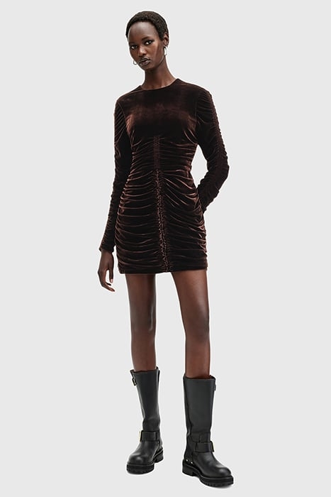 ERIS VELVET DRESS RICH BROWN 3