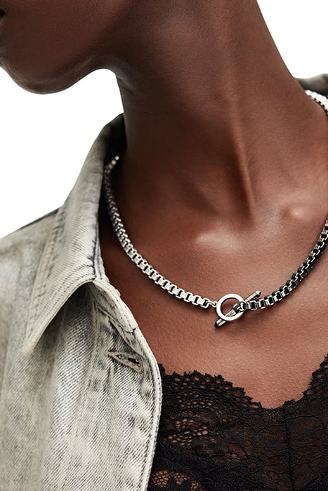 ZOE BOX CHAIN NCKLC WARM SILVER/BLACK 2