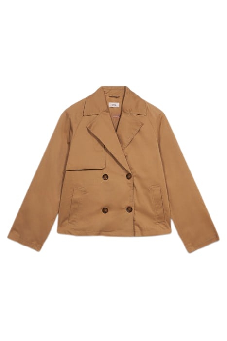 SHORT COTTON DOUBLE-BREASTED TRENCH COAT NATURAL 4