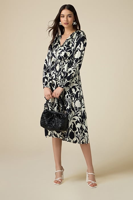 PATTERNED SATIN MIDI DRESS BLACK 4