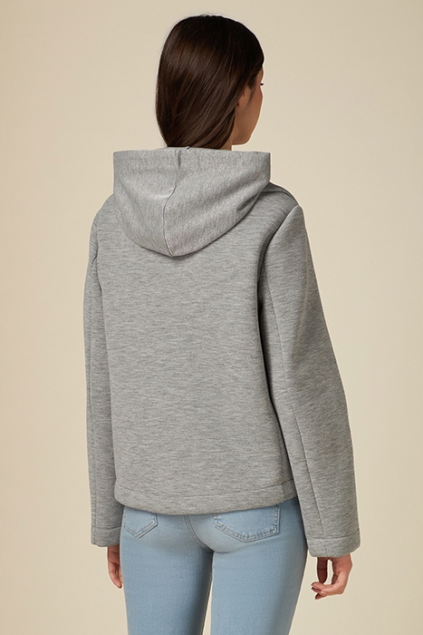 SCUBA FABRIC COAT WITH HOOD GREY 2