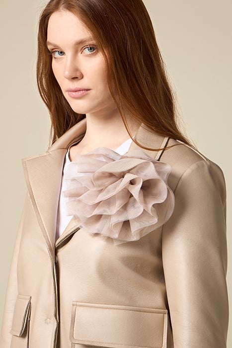 SHORT PEA COAT WITH JUMBO BROOCH NATURAL 5