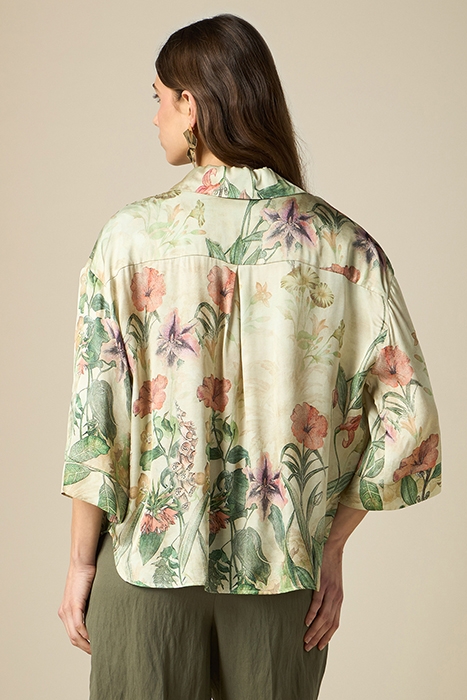 PATTERNED ECO-FRIENDLY SATIN BOXY-CUT SHIRT GREEN 2