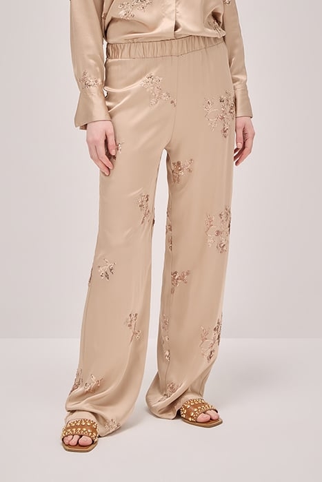 SATIN TROUSERS WITH SEQUIN EMBROIDERY BEIGE 1