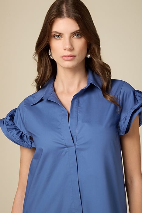 SHORT COTTON CHEMISIER DRESS BLUE 5