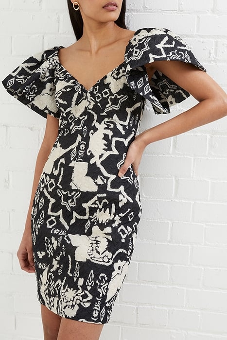 DEON CANDRA JACQUARD DRESS BLACK/CREAM 1