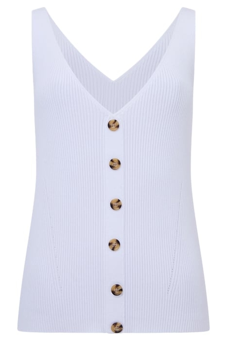 RIBBED BUTTON VEST SUMMER WHITE 1