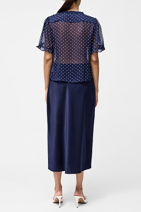 POLKA DOT SHORT SLEEVE RUFFLE TOP SZ18 MIDNIGHT/SUMMER 3