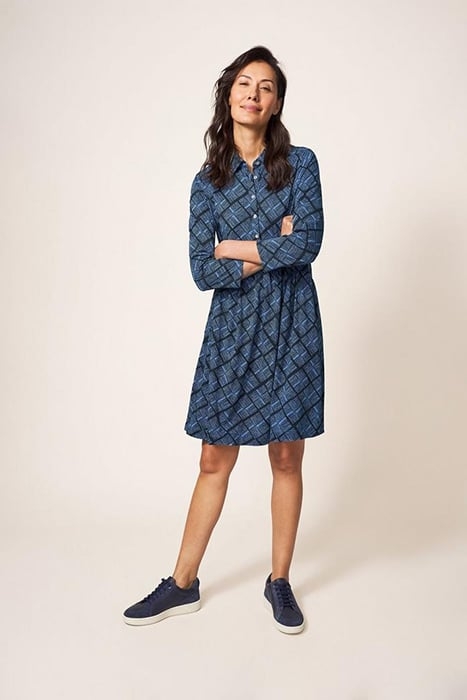 EVERLY JERSEY SHIRT DRESS BLACK MULTI 1