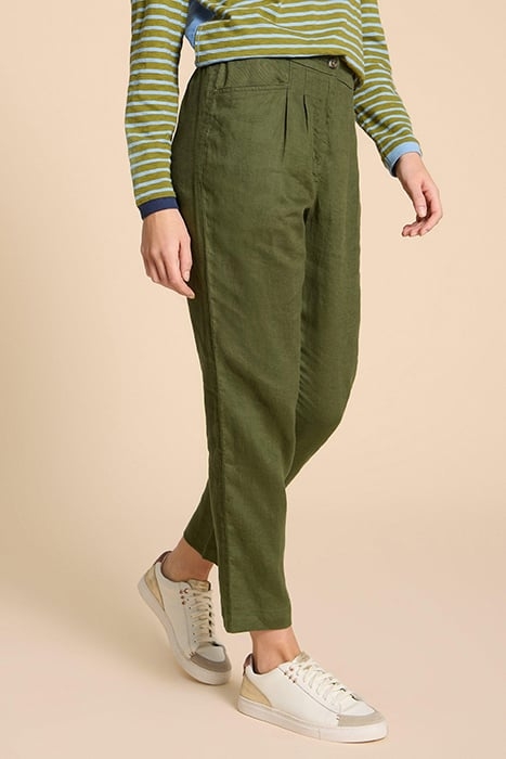 ROWENA LINEN TROUSER DARK GREEN 1