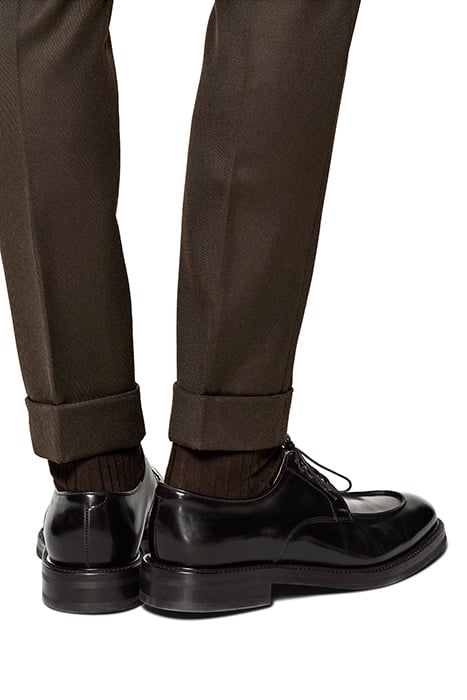 DARK BROWN SLIM LEG TAPERED TROUSERS 5