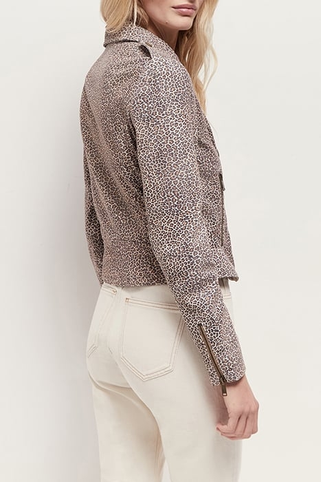 DEAN - LEOPARD PRINT BIKER SAND JACKET 3