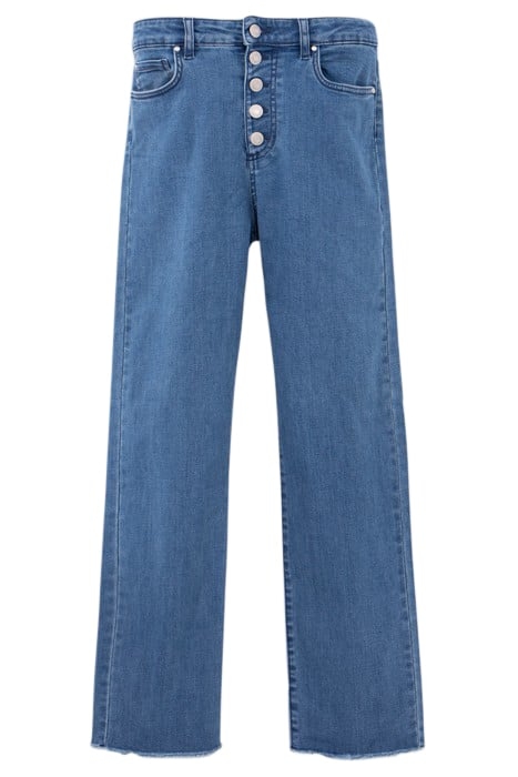 BLUE WATERLESS STRAIGHT JEANS WITH FRINGED CUFFS 1