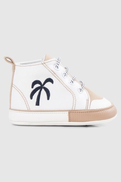 BABY BOYS’ OFF-WHITE AND BEIGE CANVAS TRAINERS 1