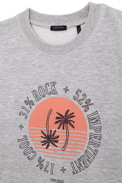 BOYS' GREY ORGANIC COTTON SWEATSHIRT, PALM TREE GRAPHIC 3