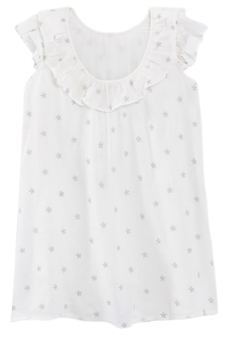 GIRLS’ ECRU COTTON GAUZE EMBROIDERED DRESS 1