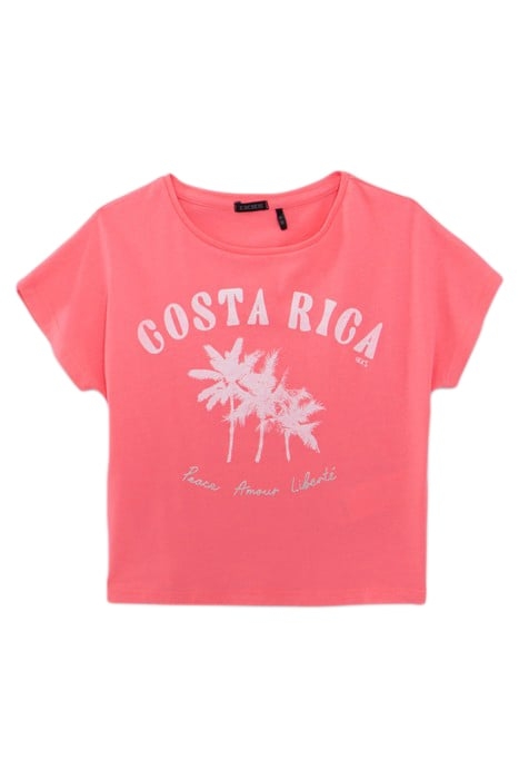 GIRLS’ 2-IN-1 NEON-PINK T-SHIRT AND WHITE VEST TOP 2