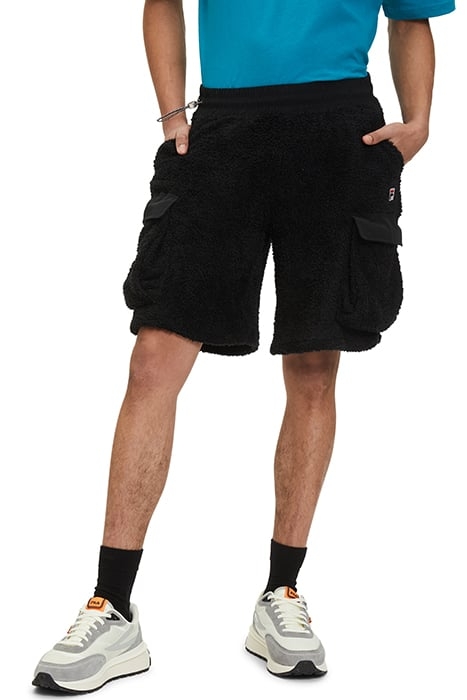 TERRY FABRIC CARGO SHORTS WITH NYLON INSTERTS BLACK 1