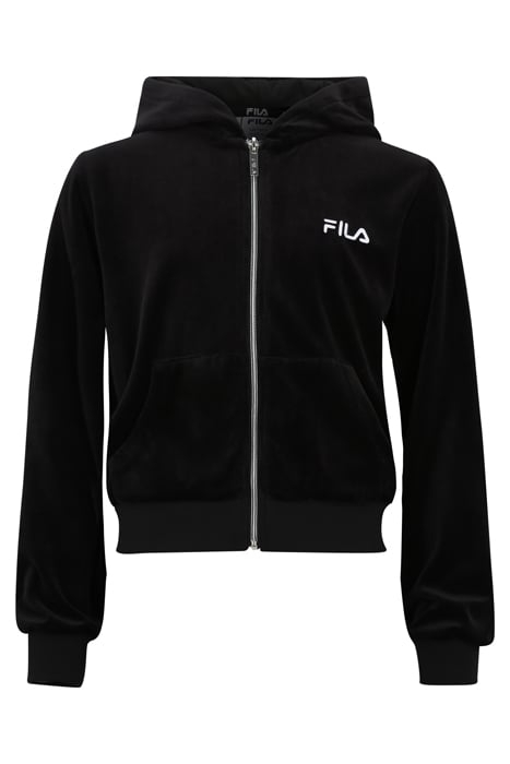 LONGUICH CROPPED VELVET HOODY JACKET BLACK 1